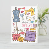 Birthday craft and art Invitation Kaart (Staand voorkant)