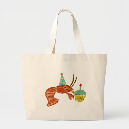 Birthday Crawfish Cupcake Grote Tote Bag (Voorkant)
