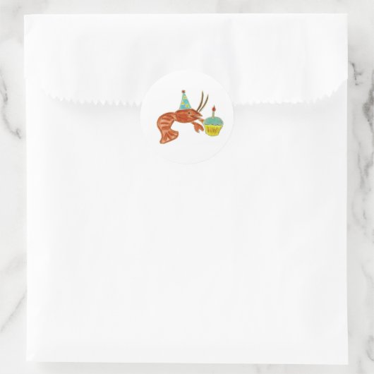 Birthday Crawfish Cupcake Ronde Sticker (Tas)