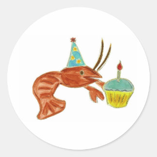 Birthday Crawfish Cupcake Ronde Sticker