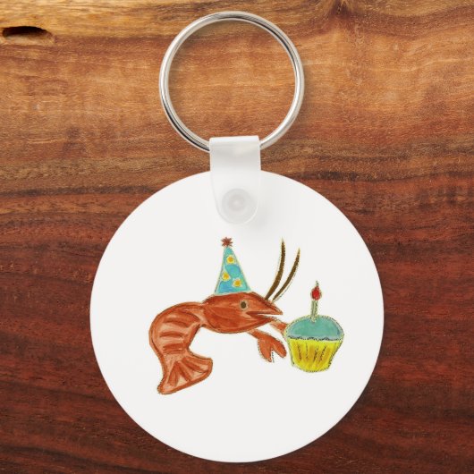 Birthday Crawfish Cupcake Sleutelhanger (Voorkant)