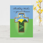 Birthday Cross Priest Kaart (Gele Bloem)