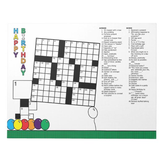 Birthday Crossword Puzzle (48 clusters) Notitieblok (Voorkant)