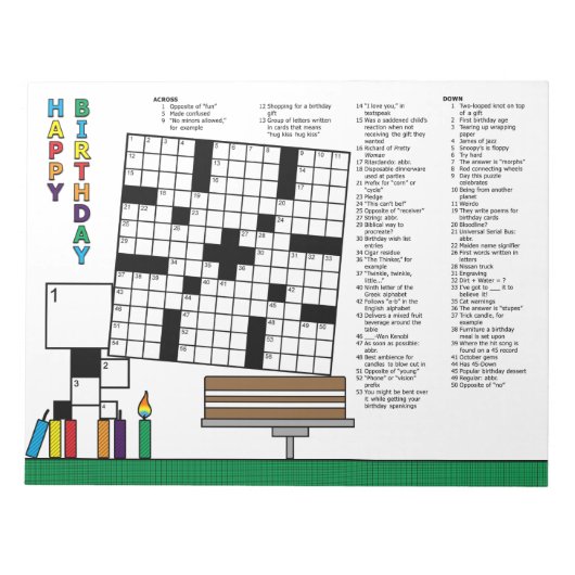 Birthday Crossword Puzzle (59 clusters) Notitieblok (Voorkant)