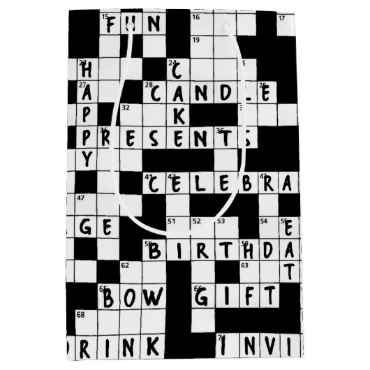 Birthday Crossword Puzzle Medium Cadeauzakje (Voorkant)