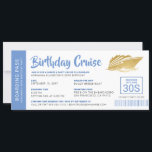 Birthday Cruise Boarding Pass Invite Blue Gold<br><div class="desc">Pas uw eigen blauwe en goudinstapkaartuitnodiging aan voor een dinercruise of een door zonsondergang veroorzaakte booze cruise aan boord van een gecharterde boot of een gecharterd jacht aan met onze eenvoudige sjabloon met een nautisch bandontwerp aan de achterkant en eenvoudige traditionele tickets aan de voorkant. De kaart is een te...</div>