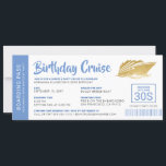 Birthday Cruise Boarding Pass Invite Blue Gold<br><div class="desc">Pas uw eigen blauwe en goudinstapkaartuitnodiging aan voor een dinercruise of een door zonsondergang veroorzaakte booze cruise aan boord van een gecharterde boot of een gecharterd jacht aan met onze eenvoudige sjabloon met een nautisch bandontwerp aan de achterkant en eenvoudige traditionele tickets aan de voorkant. De kaart is een te...</div>