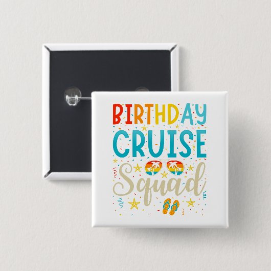 Birthday Cruise Squad Cruising Vacation Square Vierkante Button 5,1 Cm (Voorkant /achterkant)