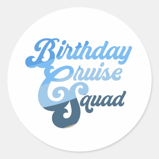 Birthday Cruise Squad Ronde Sticker (Voorkant)