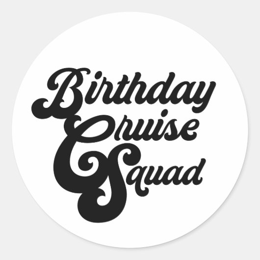 Birthday Cruise Squad Ronde Sticker (Voorkant)