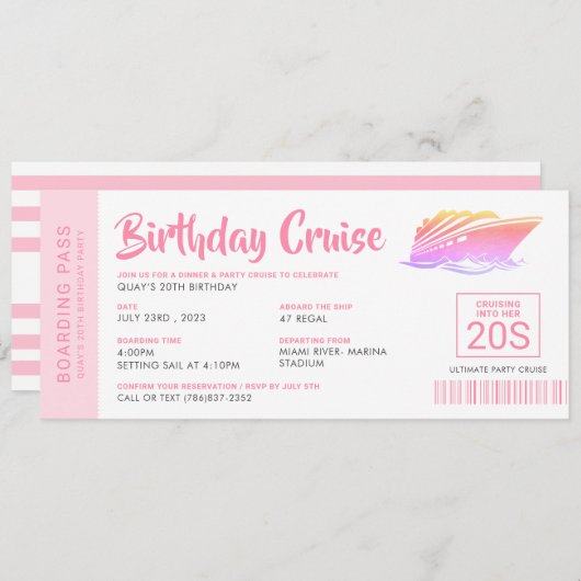 Birthday Cruise ticket instapkaart Kaart (Voorkant / Achterkant)