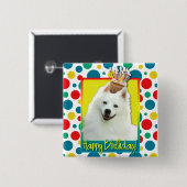 Birthday Cupcake - American Eskimo Vierkante Button 5,1 Cm (Voorkant /achterkant)