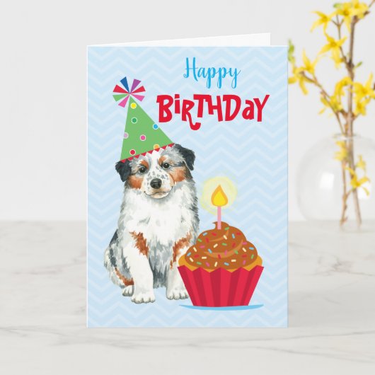 Birthday Cupcake Aussie Kaart (Gele Bloem)