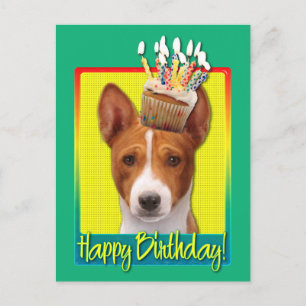 Birthday Cupcake - Basenji Briefkaart
