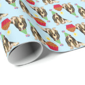 Birthday Cupcake Basset Hond Cadeaupapier (Rol Hoek)