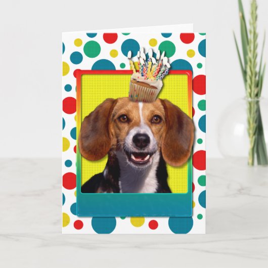 Birthday Cupcake Beagle Kaart (Voorkant)