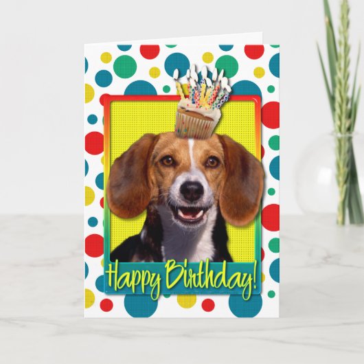 Birthday Cupcake - Beagle Kaart (Voorkant)