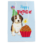 Birthday Cupcake Beagle Medium Cadeauzakje (Voorkant)