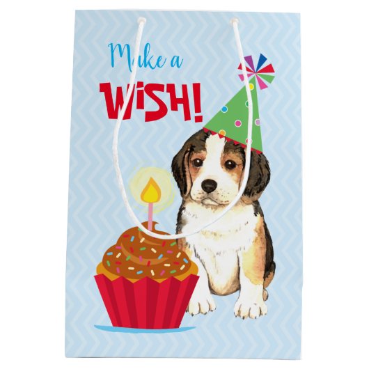 Birthday Cupcake Beagle Medium Cadeauzakje (Achterkant)