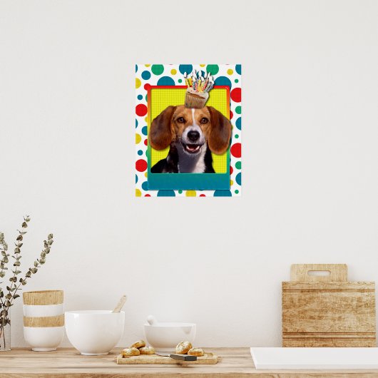 Birthday Cupcake - Beagle Poster (Keuken)
