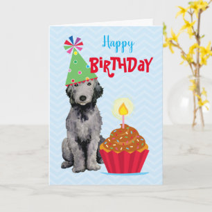 Birthday Cupcake Bedlington Terrier Card Kaart