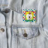 Birthday Cupcake - Bichon Frise Vierkante Button 5,1 Cm (In situ)