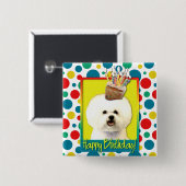 Birthday Cupcake - Bichon Frise Vierkante Button 5,1 Cm (Voorkant /achterkant)