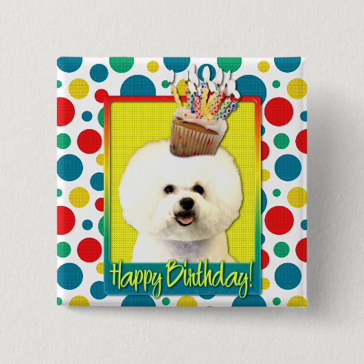 Birthday Cupcake - Bichon Frise Vierkante Button 5,1 Cm (Voorkant)