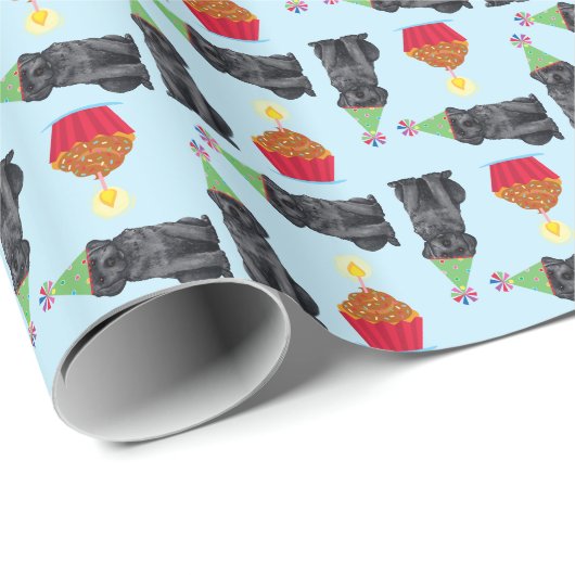 Birthday Cupcake Black Lab Cadeaupapier (Rol Hoek)