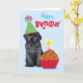 Birthday Cupcake Black Lab Kaart (Gele Bloem)