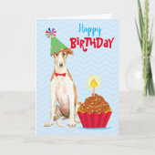 Birthday Cupcake Borzoi Kaart (Voorkant)