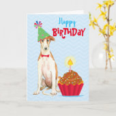 Birthday Cupcake Borzoi Kaart (Gele Bloem)