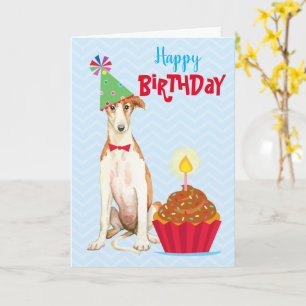 Birthday Cupcake Borzoi Kaart