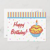 Birthday Cupcake Briefkaart (Voorkant / Achterkant)