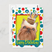 Birthday Cupcake - Brussels Griffon Briefkaart (Voorkant / Achterkant)