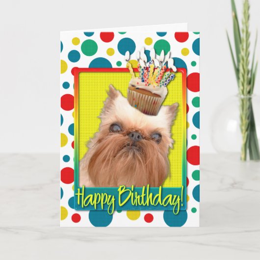 Birthday Cupcake - Brussels Griffon Kaart (Voorkant)