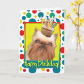 Birthday Cupcake - Brussels Griffon Kaart (Gele Bloem)