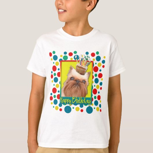 Birthday Cupcake - Brussels Griffon T-shirt (Voorkant)