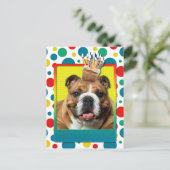 Birthday Cupcake - Bulldog - Dark Briefkaart (Staand voorkant)