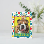 Birthday Cupcake - Bulldog - Dark Briefkaart (Staand voorkant)