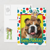 Birthday Cupcake - Bulldog - Dark Briefkaart (Voorkant / Achterkant)