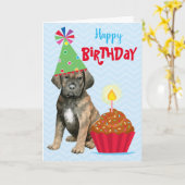 Birthday Cupcake Cane Corso Kaart (Gele Bloem)