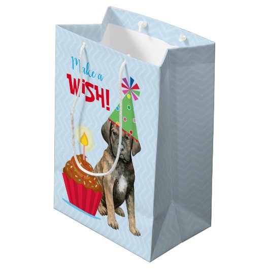 Birthday Cupcake Cane Corso Middelgrote Gift Bag Medium Cadeauzakje (Achterkant Gekanteld)