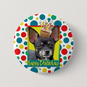 Birthday Cupcake - Chihuahua - Isabella Ronde Button 5,7 Cm
