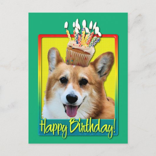 Birthday Cupcake - Corgi - Owen Briefkaart (Voorkant)