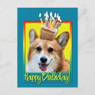 Birthday Cupcake - Corgi - Owen Briefkaart