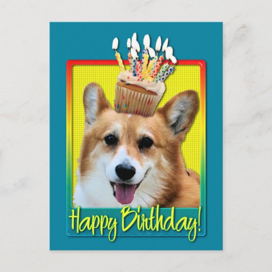 Birthday Cupcake - Corgi - Owen Briefkaart (Voorkant)