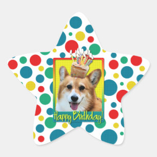 Birthday Cupcake - Corgi - Owen Ster Sticker