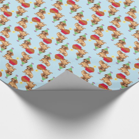 Birthday Cupcake Dachshund Cadeaupapier (Hoek)