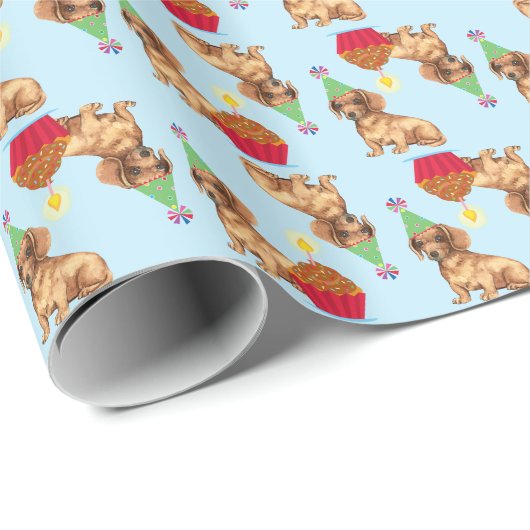Birthday Cupcake Dachshund Cadeaupapier (Rol Hoek)